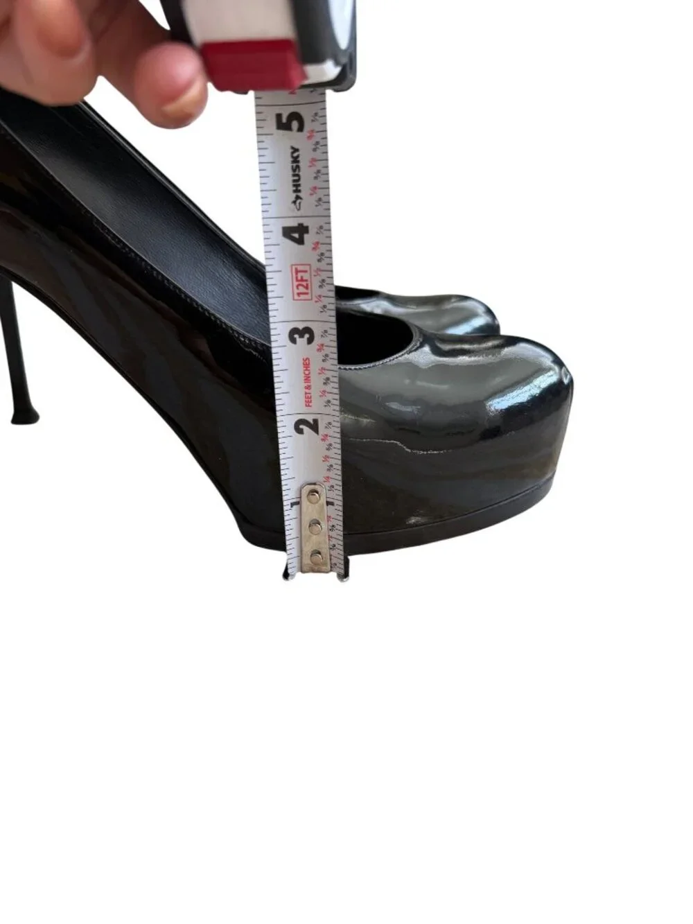 SAINT LAURENT Tribtoo Black Patent Leather Platform Heels Size 40.5 / US 10.5